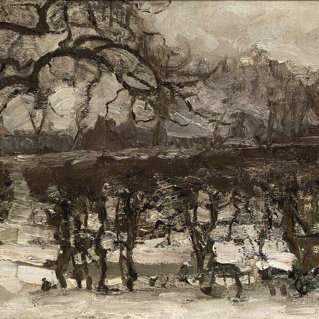 Piet Mondrian — Пейзаж с яблоней слева: Зимний пейзаж