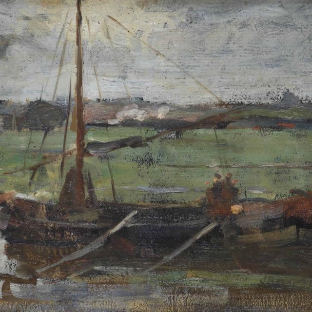 Piet Mondrian — Польдер с пришвартованной лодкой недалеко от Амстердама I