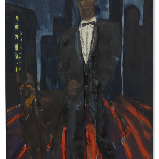 Rainer Fetting — Мужчина в смокинге и доберман