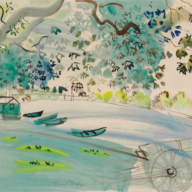 Raoul Dufy — Барки на берегу реки и шаретта