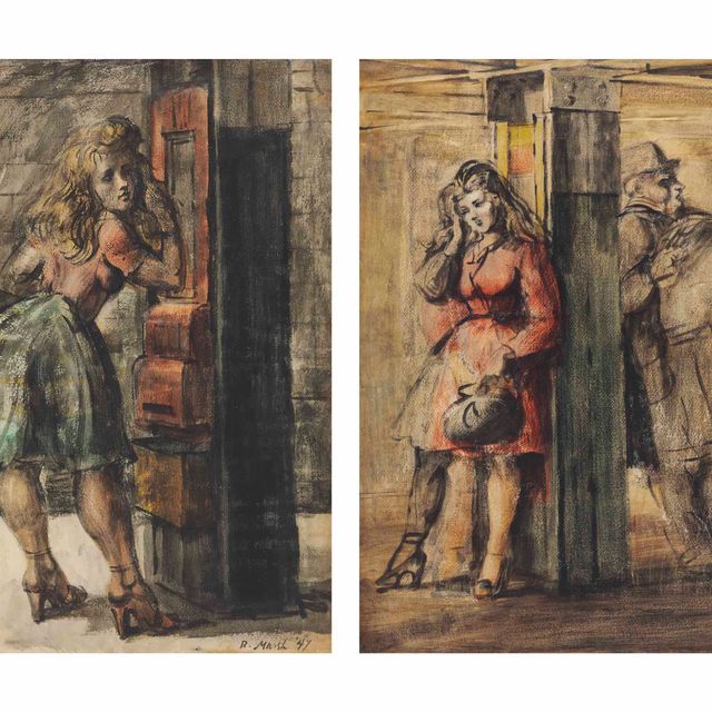Reginald Marsh — Сцены в метро: Двусторонняя работа