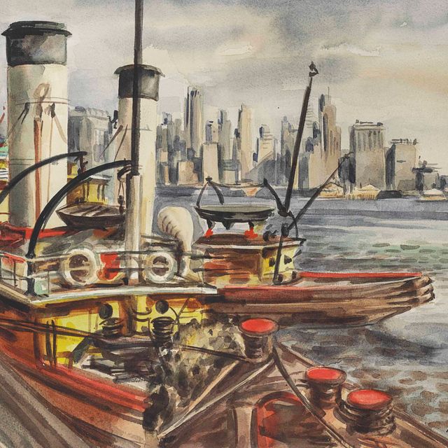 Reginald Marsh — Буксиры, Нью-Йорк