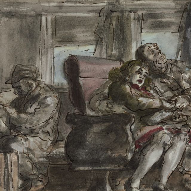 Reginald Marsh — Пассажиры в вагоне поезда