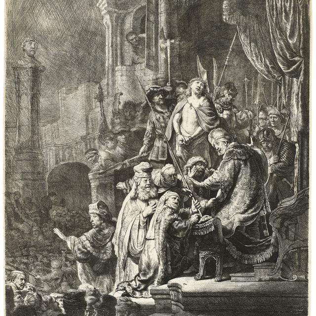 Rembrandt van Rijn — Христос перед Пилатом: большая тарелка