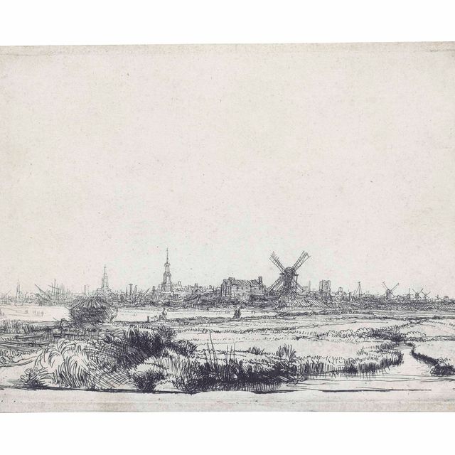 Rembrandt van Rijn — Вид на Амстердам с горы Каджик