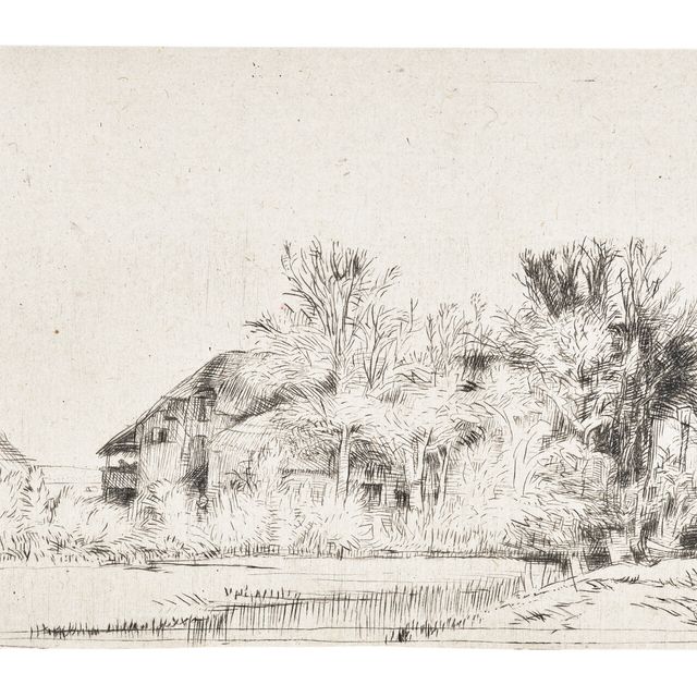 Rembrandt van Rijn — Пейзаж с фермерским домом вдоль дороги рядом с каналом