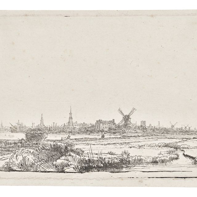 Rembrandt van Rijn — Вид на Амстердам с горы Кадийк