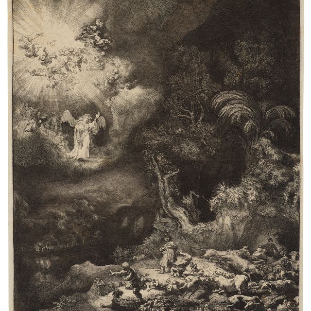 Rembrandt van Rijn — Ангел, явившийся пастухам