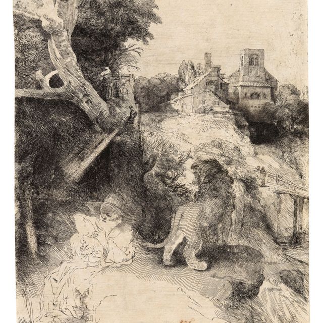 Rembrandt van Rijn — Святой Иероним, читающий на фоне итальянского пейзажа