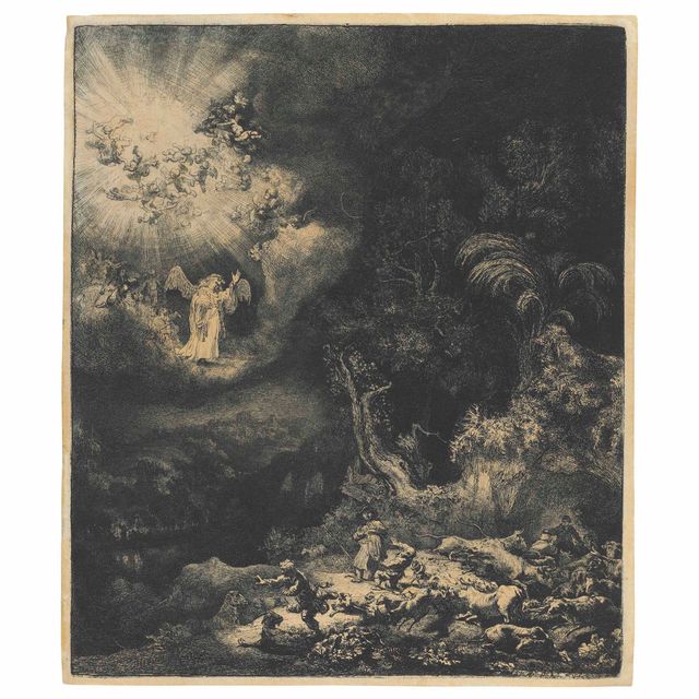 Rembrandt van Rijn — Ангел, явившийся пастухам