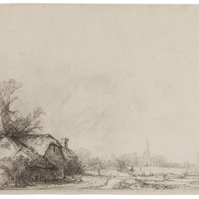 Rembrandt van Rijn — Коттедж на берегу канала с видом на Аудеркерк
