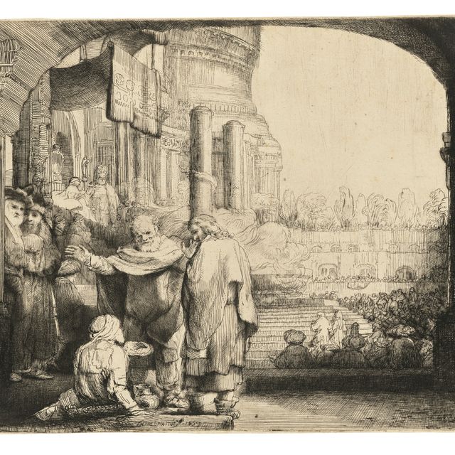 Rembrandt van Rijn — Петр и Иоанн исцеляют калеку у ворот Храма