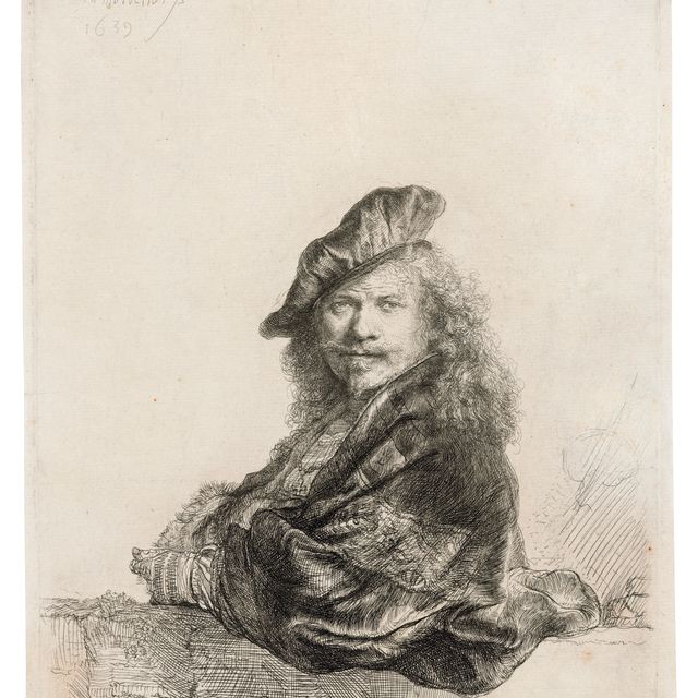Rembrandt van Rijn — Автопортрет, опирающийся на каменный подоконник