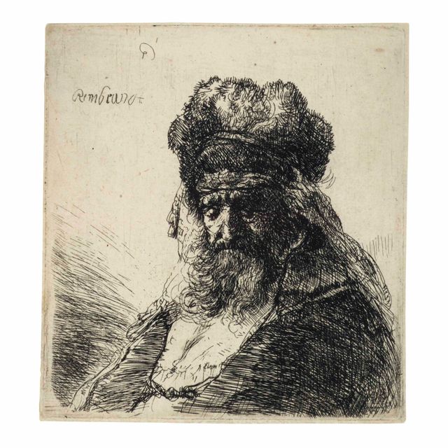 Rembrandt van Rijn — Бородатый старик в меховой шапке