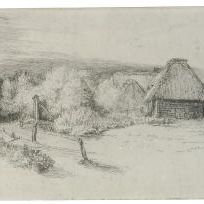 Rembrandt van Rijn — Пейзаж с деревьями, хозяйственными постройками и башней (В., Зал. 223; Н. 244)