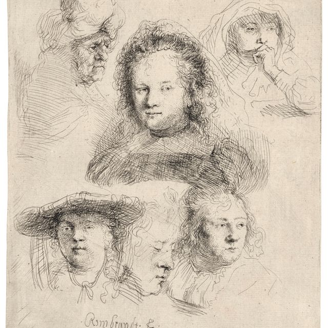 Rembrandt van Rijn — Исследования головы Саскии и других