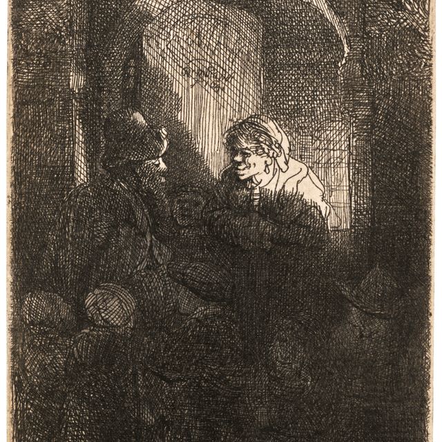 Rembrandt van Rijn — Игрок на шарманке в сопровождении детей у дверей дома ("Школьный учитель")
