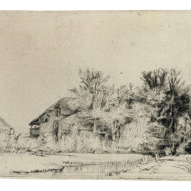 Rembrandt van Rijn — Пейзаж с дорогой вдоль канала (В., Зал. 221; Н. 264)