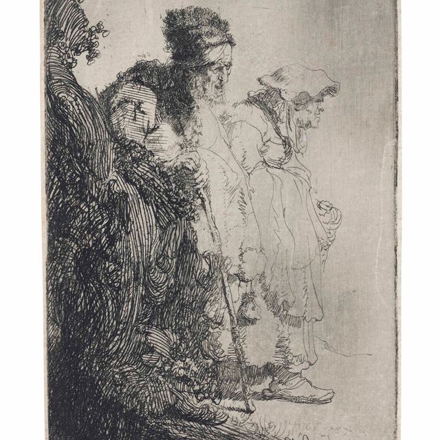 Rembrandt van Rijn — Нищие мужчина и женщина за банком