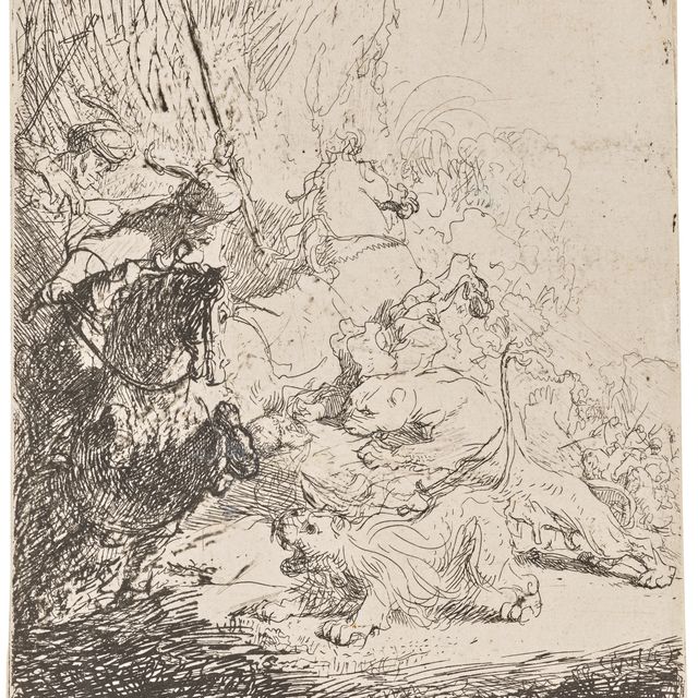 Rembrandt van Rijn — Охота на маленького льва (с двумя львятами)
