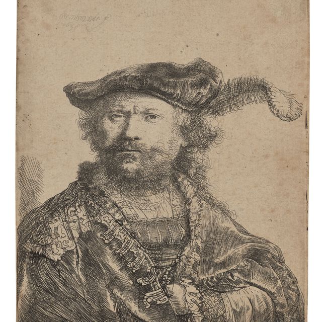 Rembrandt van Rijn — Автопортрет в бархатной шапочке с плюмажем