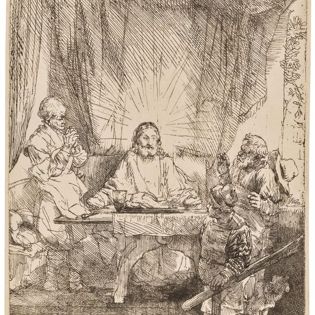 Rembrandt van Rijn — Христос в Эммаусе: большая тарелка