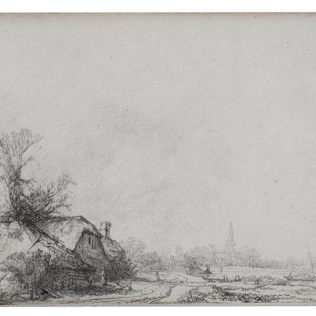 Rembrandt van Rijn — Коттедж на берегу канала с видом на Аудеркерк