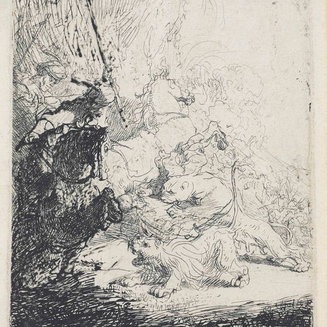 Rembrandt van Rijn — Охота на маленького льва (с двумя львятами)
