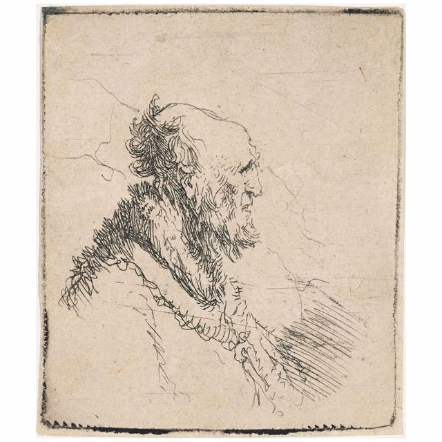 Rembrandt van Rijn — Лысый старик с короткой бородкой, справа в профиль (Б., Зал. 306; Н. 136)
