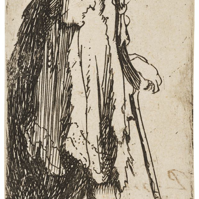 Rembrandt van Rijn — Нищий с искалеченной рукой, опирающийся на палку