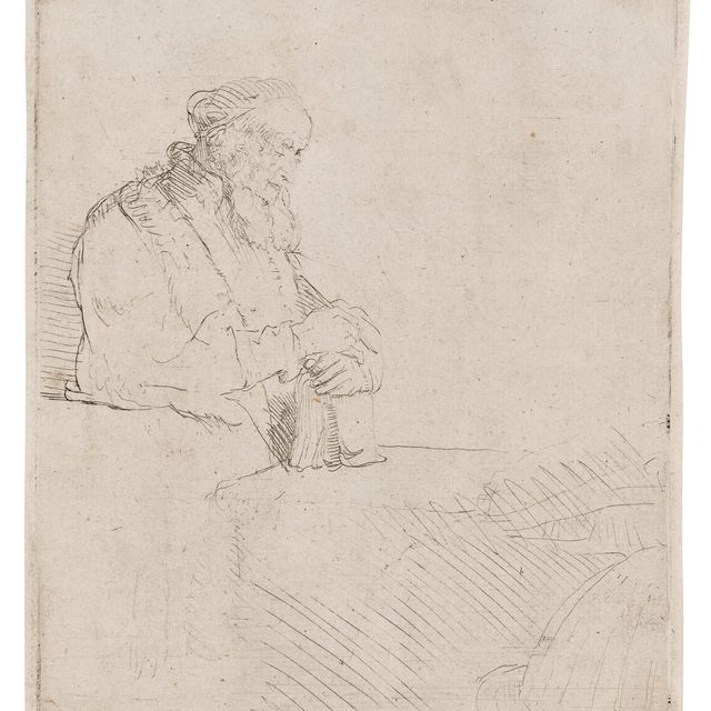 Rembrandt van Rijn — Старик в медитации, опирающийся на книгу