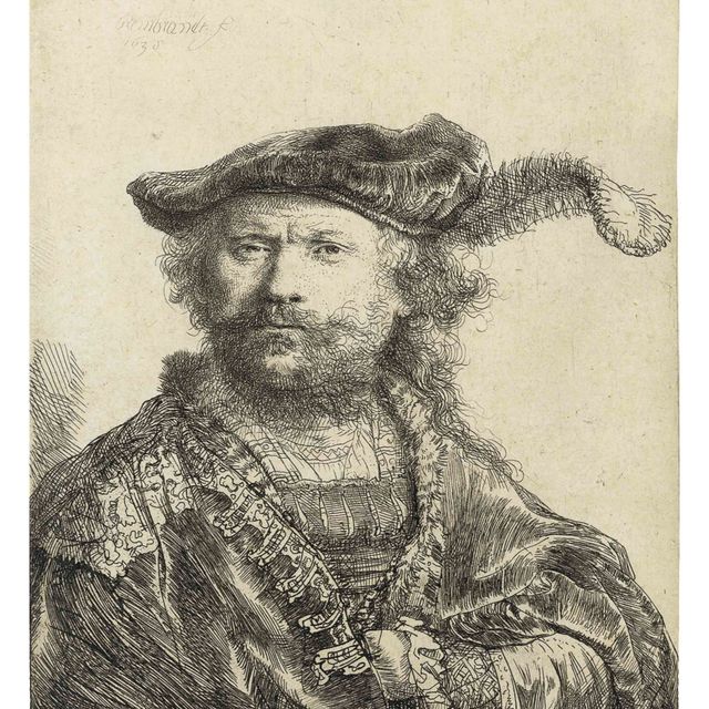 Rembrandt van Rijn — Автопортрет в шляпе с плюмажем (Б., Зал. 20; Задний план 156)