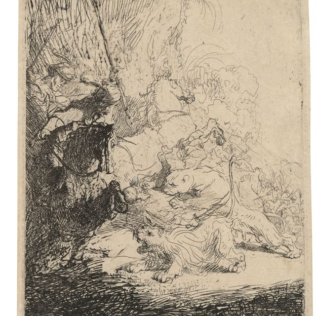 Rembrandt van Rijn — Охота на маленького льва (с двумя львятами)