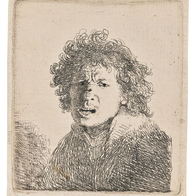 Rembrandt van Rijn — Автопортрет с открытым ртом, как будто кричащий: Бюст