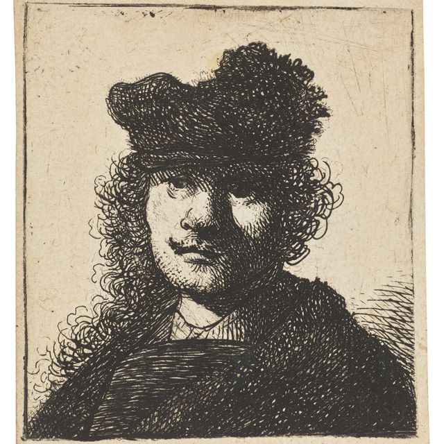 Rembrandt van Rijn — Автопортрет в кепке и темном плаще: Бюст
