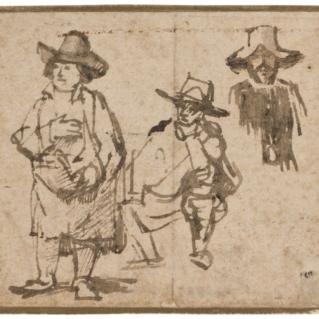 Rembrandt van Rijn — Три исследования мужчин, носящих шляпы