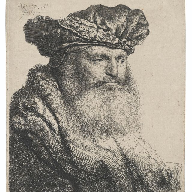 Rembrandt van Rijn — Бородатый мужчина в бархатной шапочке с драгоценной застежкой