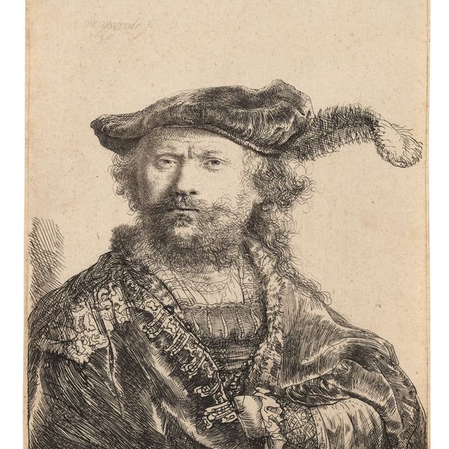 Rembrandt van Rijn — Автопортрет в бархатной шапочке с плюмажем