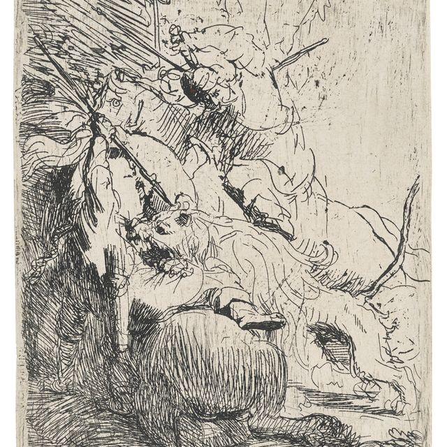 Rembrandt van Rijn — Охота на маленького льва (с одним львом)