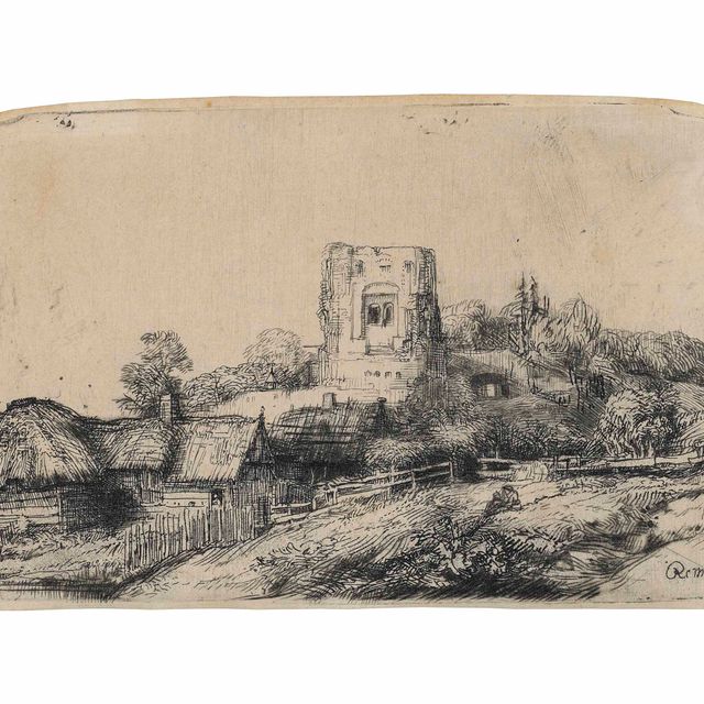 Rembrandt van Rijn — Пейзаж с квадратной башней (Б., Зал. 218; Н. 245; Новый зал. 250)