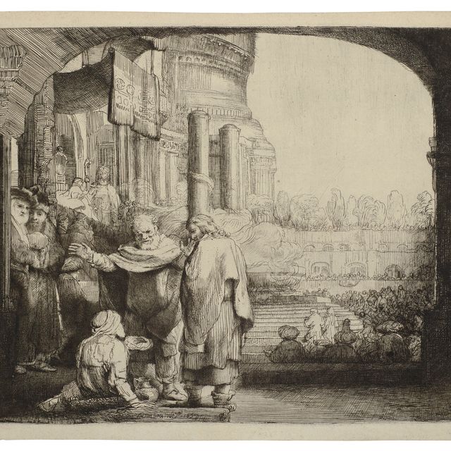 Rembrandt van Rijn — Петр и Иоанн исцеляют калеку у ворот Храма