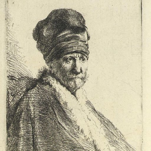 Rembrandt van Rijn — Бюст мужчины в высокой фуражке: (Отец художника?) (Б., Зал. 321; ч. 22)