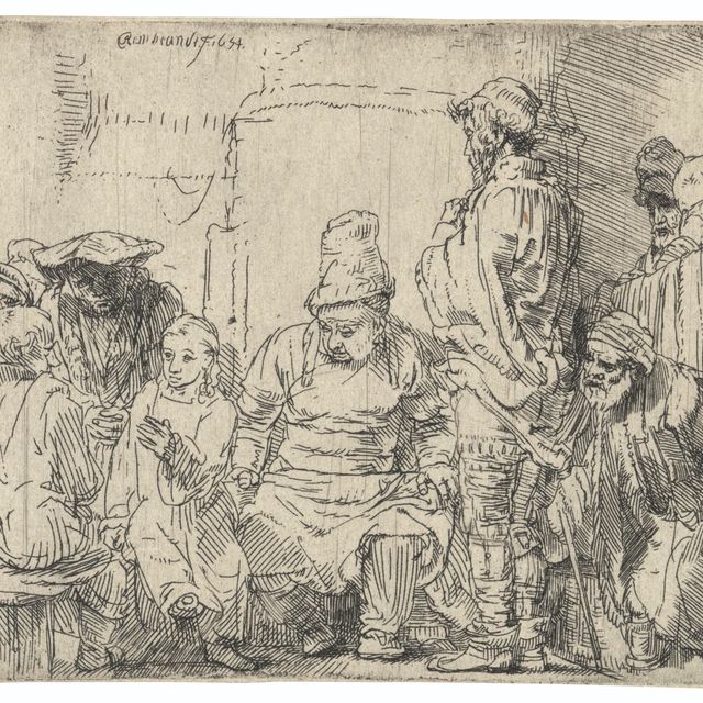 Rembrandt van Rijn — Христос сидит и спорит с врачами