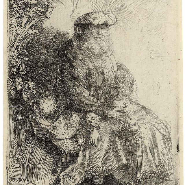 Rembrandt van Rijn — Авраам, ласкающий Исаака (Б., Холл. 33; Н. 148)