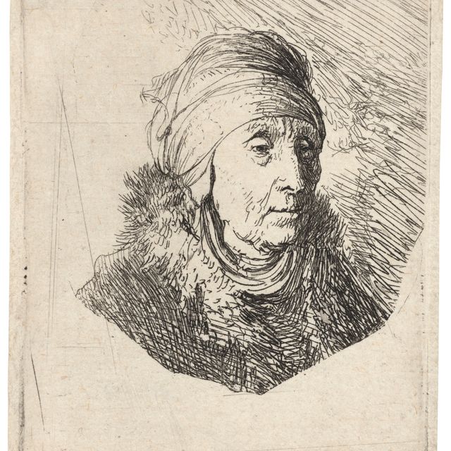 Rembrandt van Rijn — Женщина в высоком головном уборе: Бюст