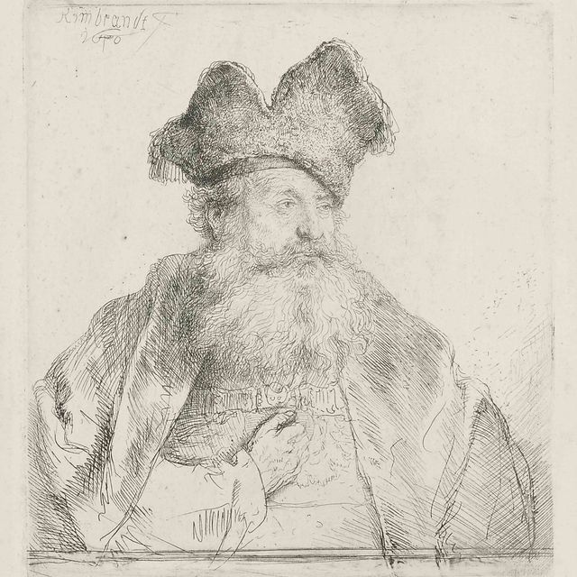 Rembrandt van Rijn — Старик в раздвоенной меховой шапке (Б., Зал. 265; Н. 170)