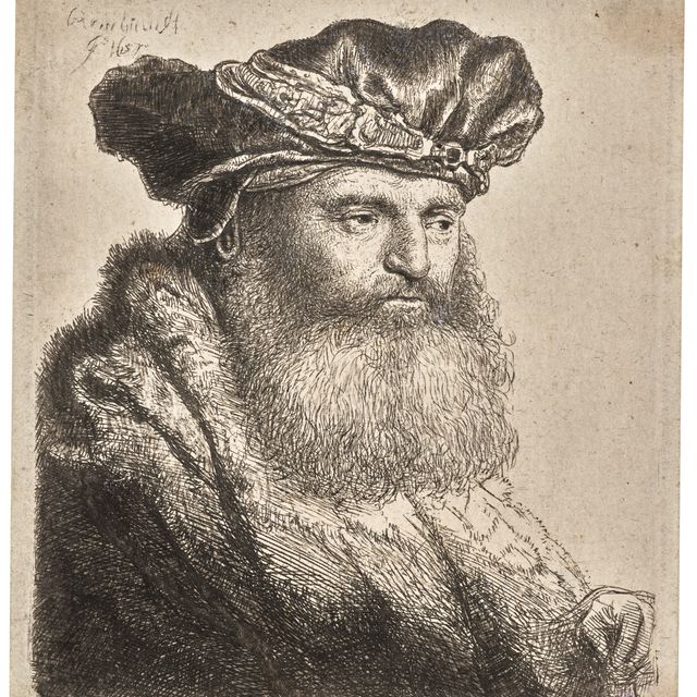 Rembrandt van Rijn — Бородатый мужчина в бархатной шапочке с драгоценной застежкой
