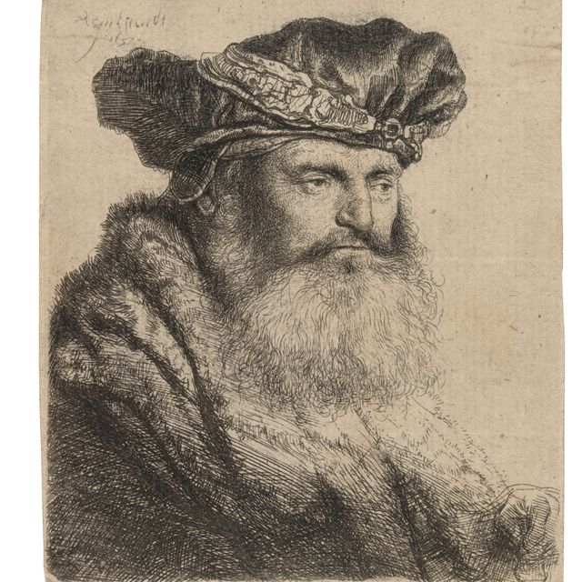 Rembrandt van Rijn — Бородатый мужчина в бархатной шапочке с драгоценной застежкой