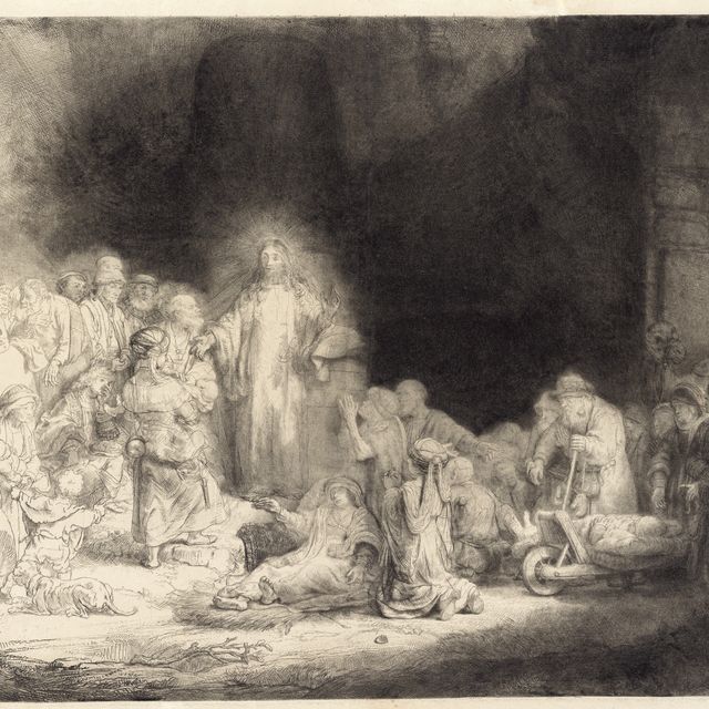 Rembrandt van Rijn — Христос, исцеляющий больных: "Гравюра за сто гульденов" (Б., Зал. 74; Н. 74)
