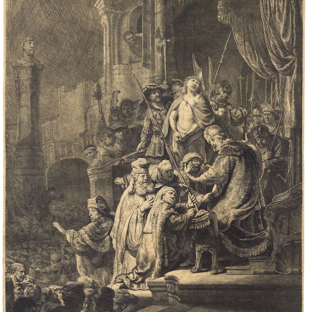 Rembrandt van Rijn — Христос перед Пилатом: Большая тарелка (В., Зал. 77; Н. 143)